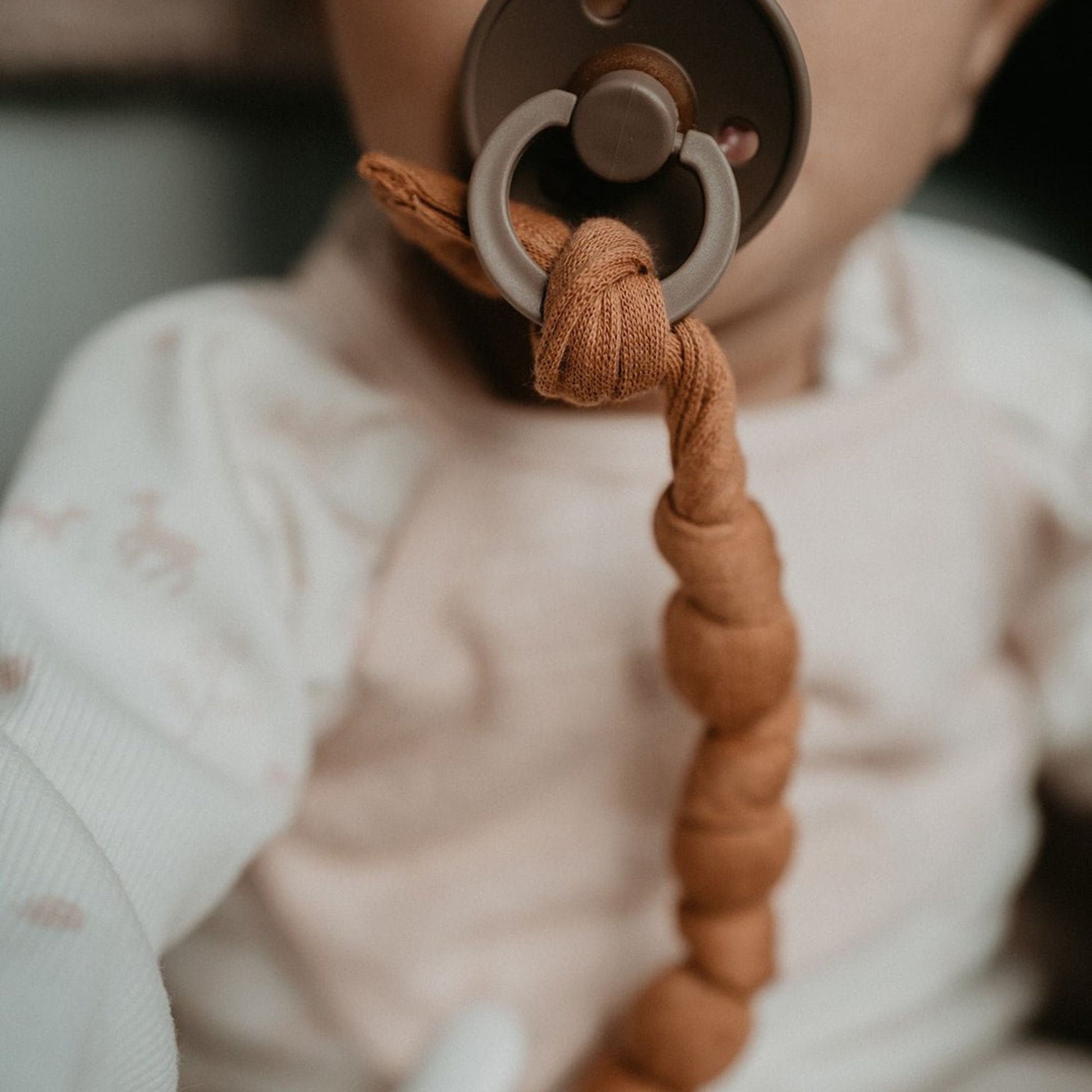 Pacifier Cord Baby Organic Toffee Brown - Pacifier Cords