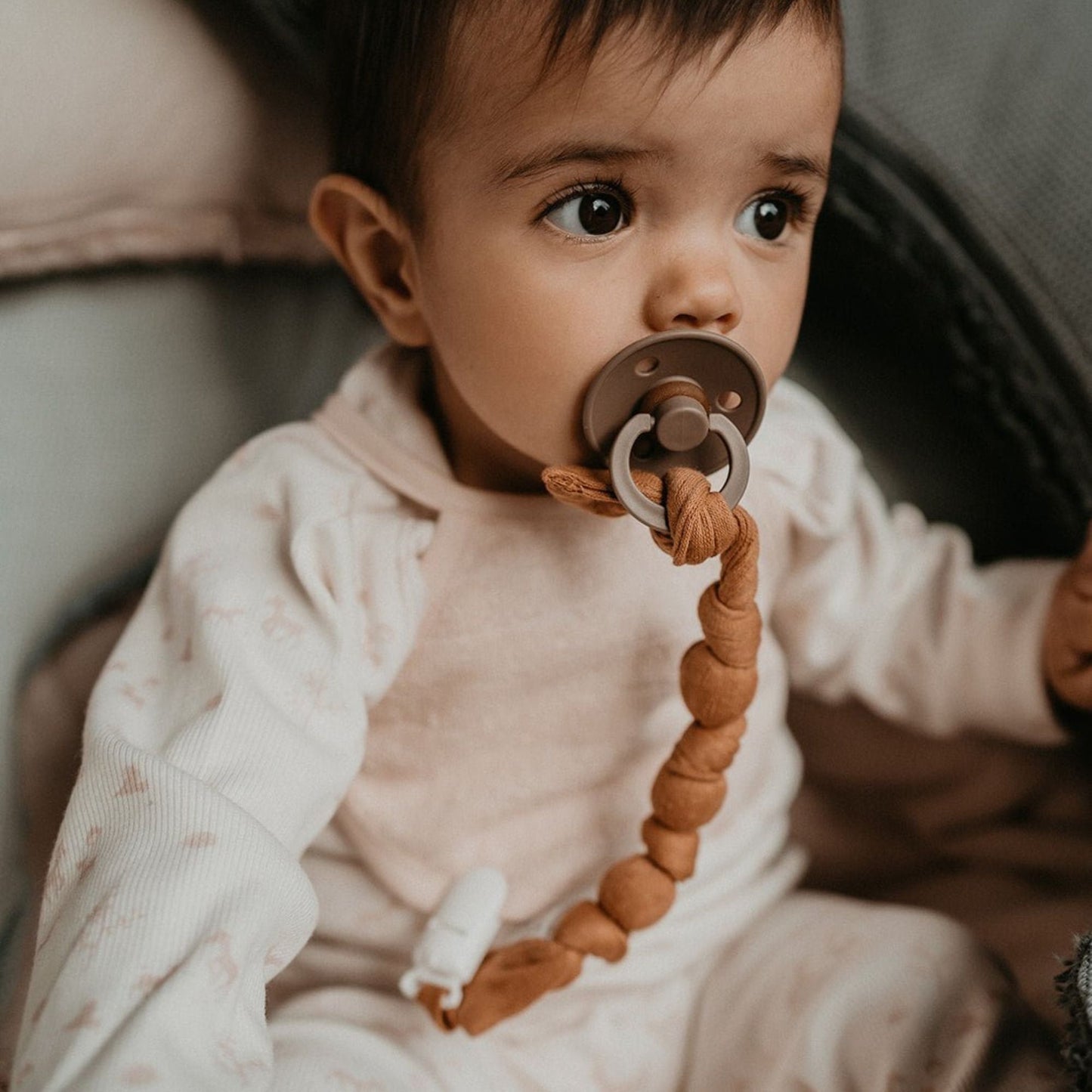 Pacifier Cord Baby Organic Toffee Brown - Pacifier Cords