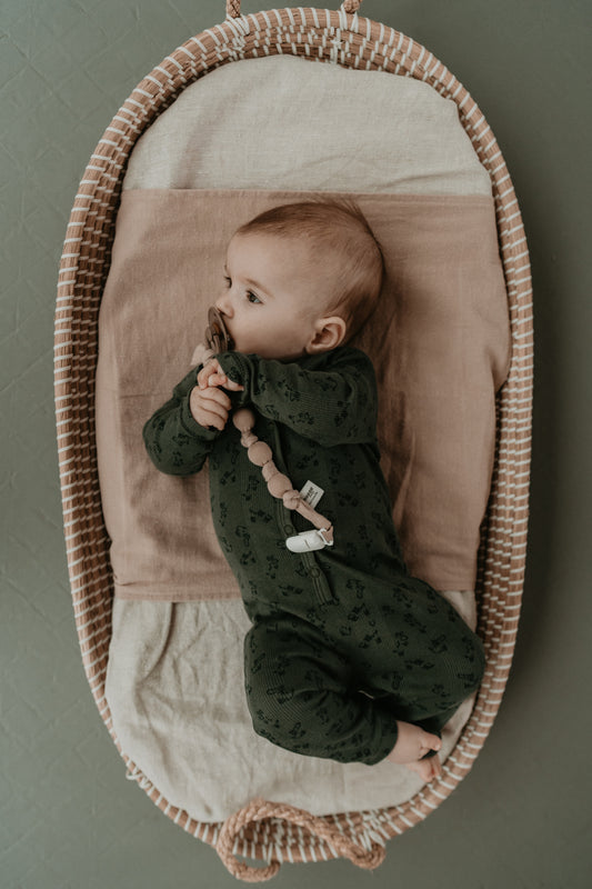 ORGANIC baby suit Dark Green print