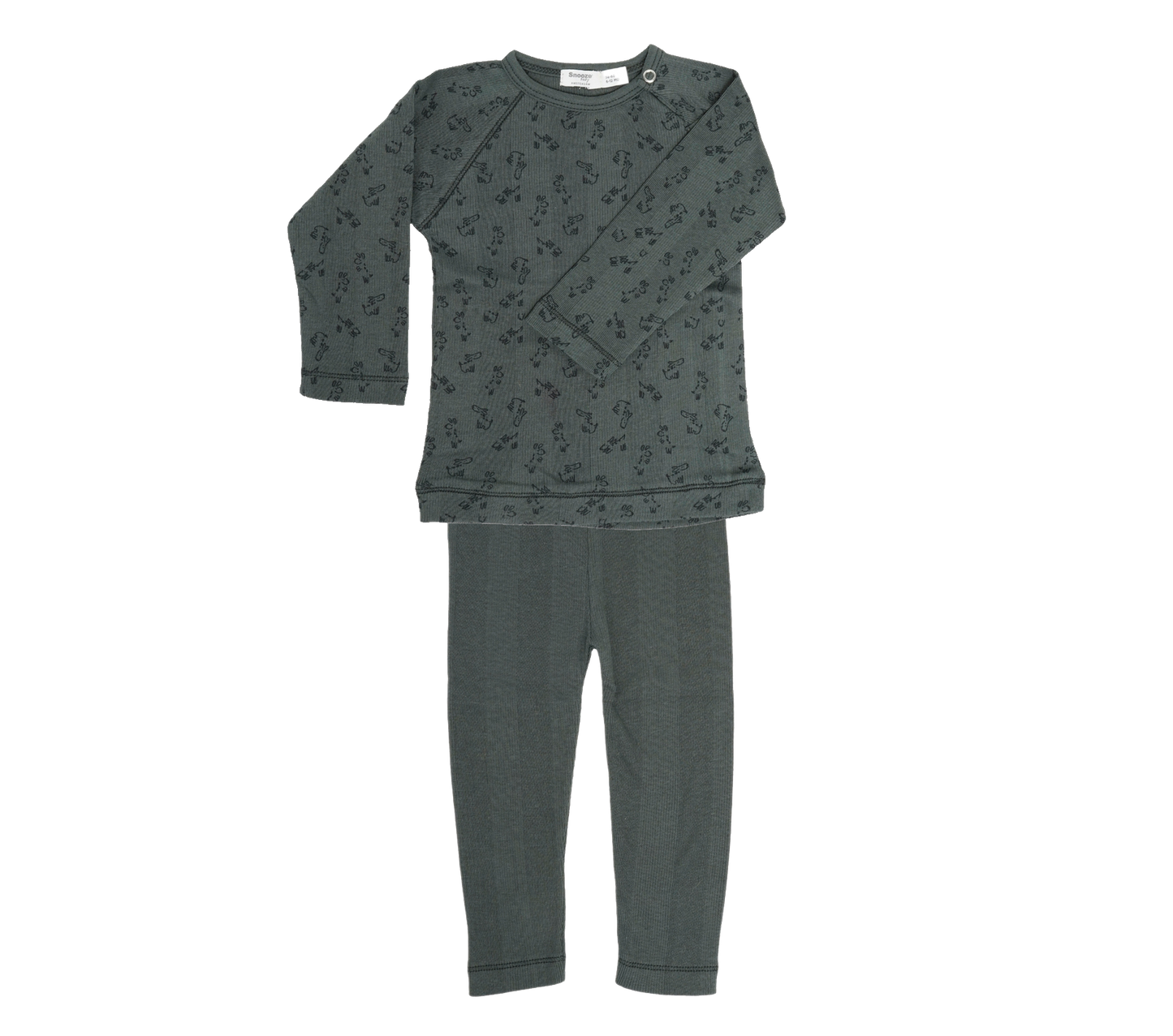 Organic Pyjama Donkergroen print