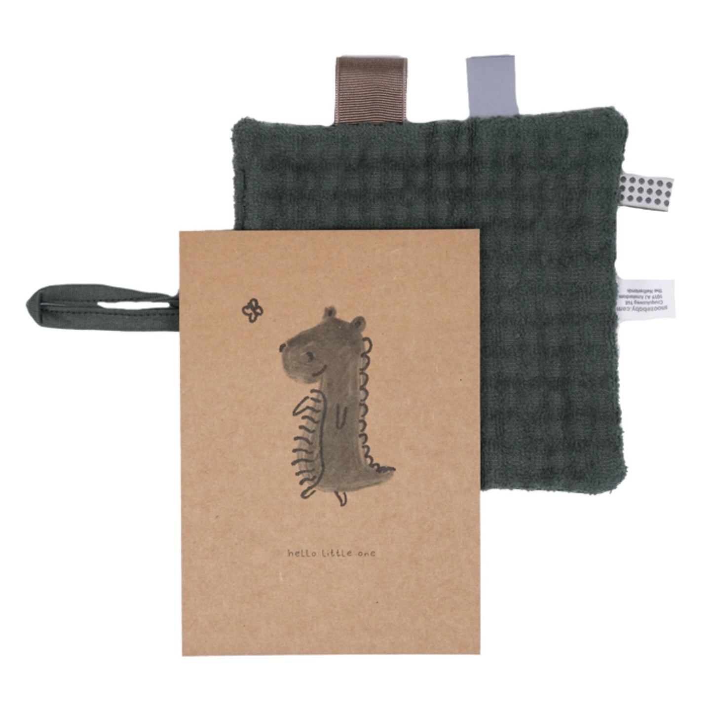 Babygeschenk Schmusetuch und Postkarte Dark Green - Babygeschenke