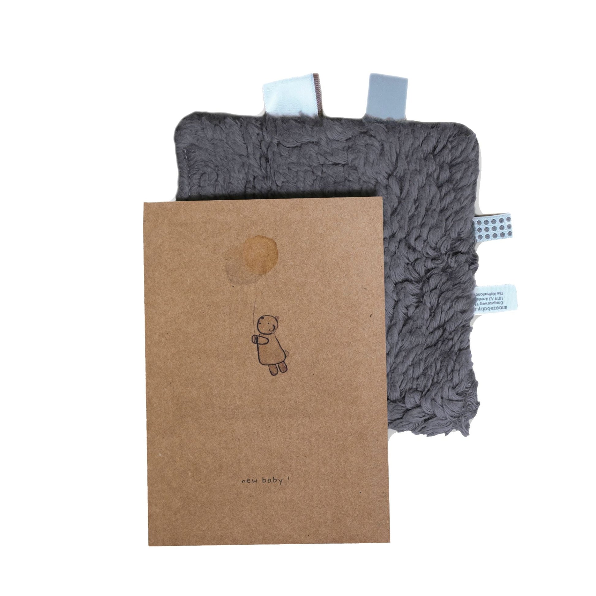 Babygeschenk Schmusetuch und Postkarte Storm Grey_Babygeschenke_Snoozebaby