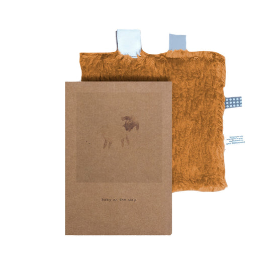 Babygeschenk Schmusetuch und Postkarte Toffee Braun - Babygeschenke