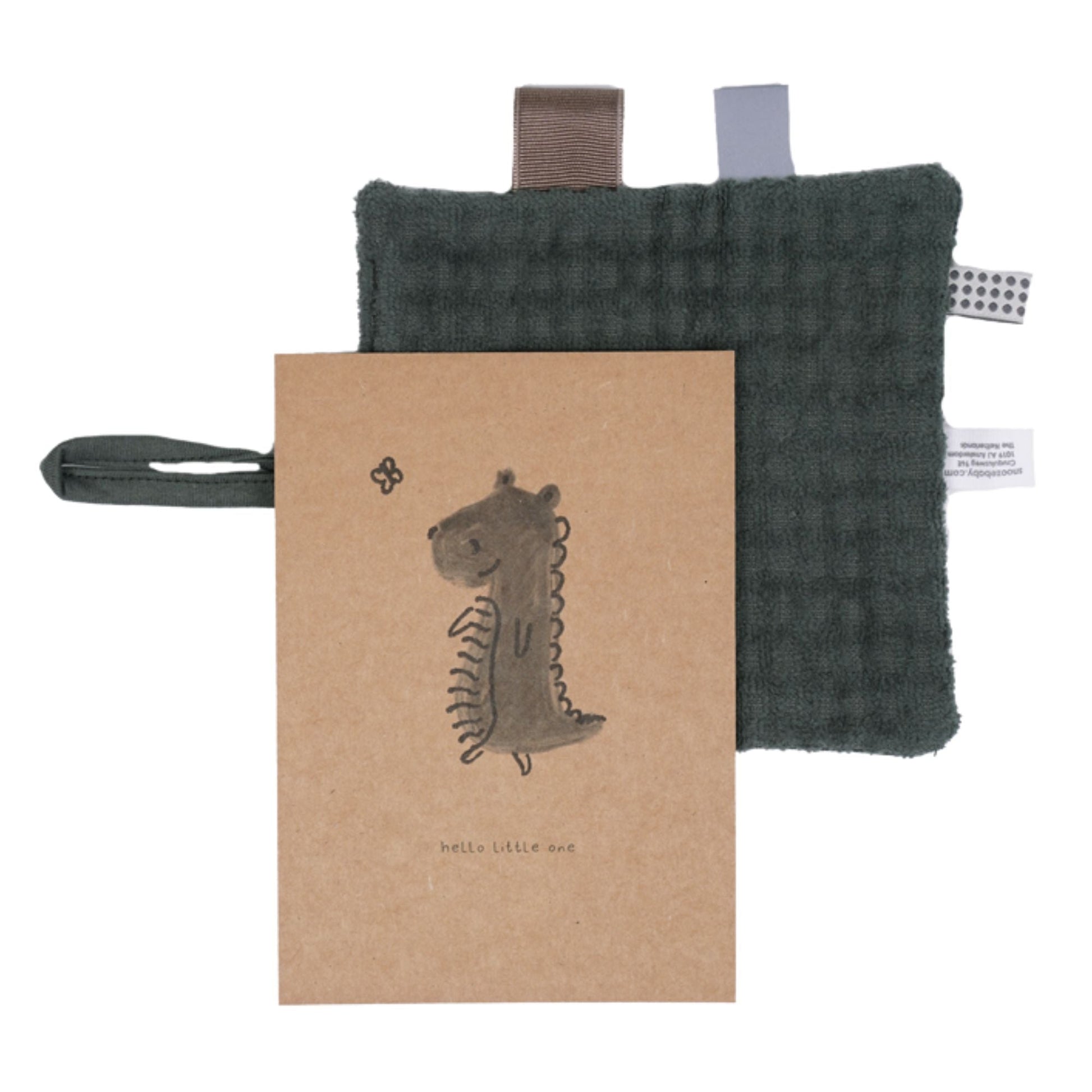 Doudou et carte postale Dark Green_Cadeaux de naissance_Snoozebaby