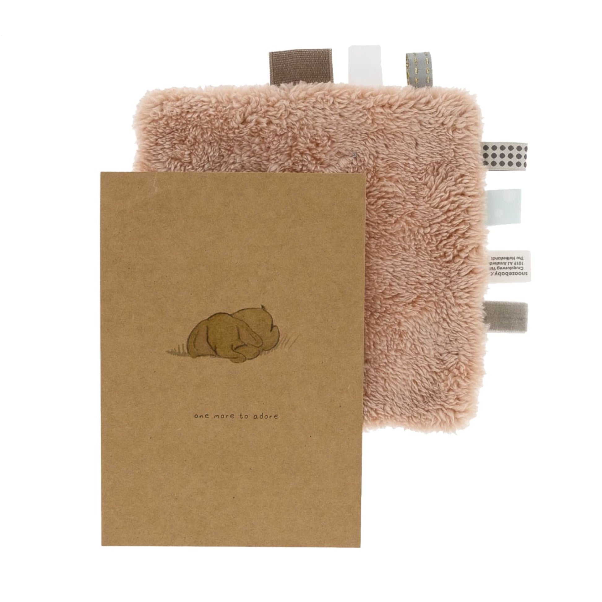 Cadeau de naissance Doudou et carte postale Milky Rust Rose_Cadeaux de naissance_Snoozebaby