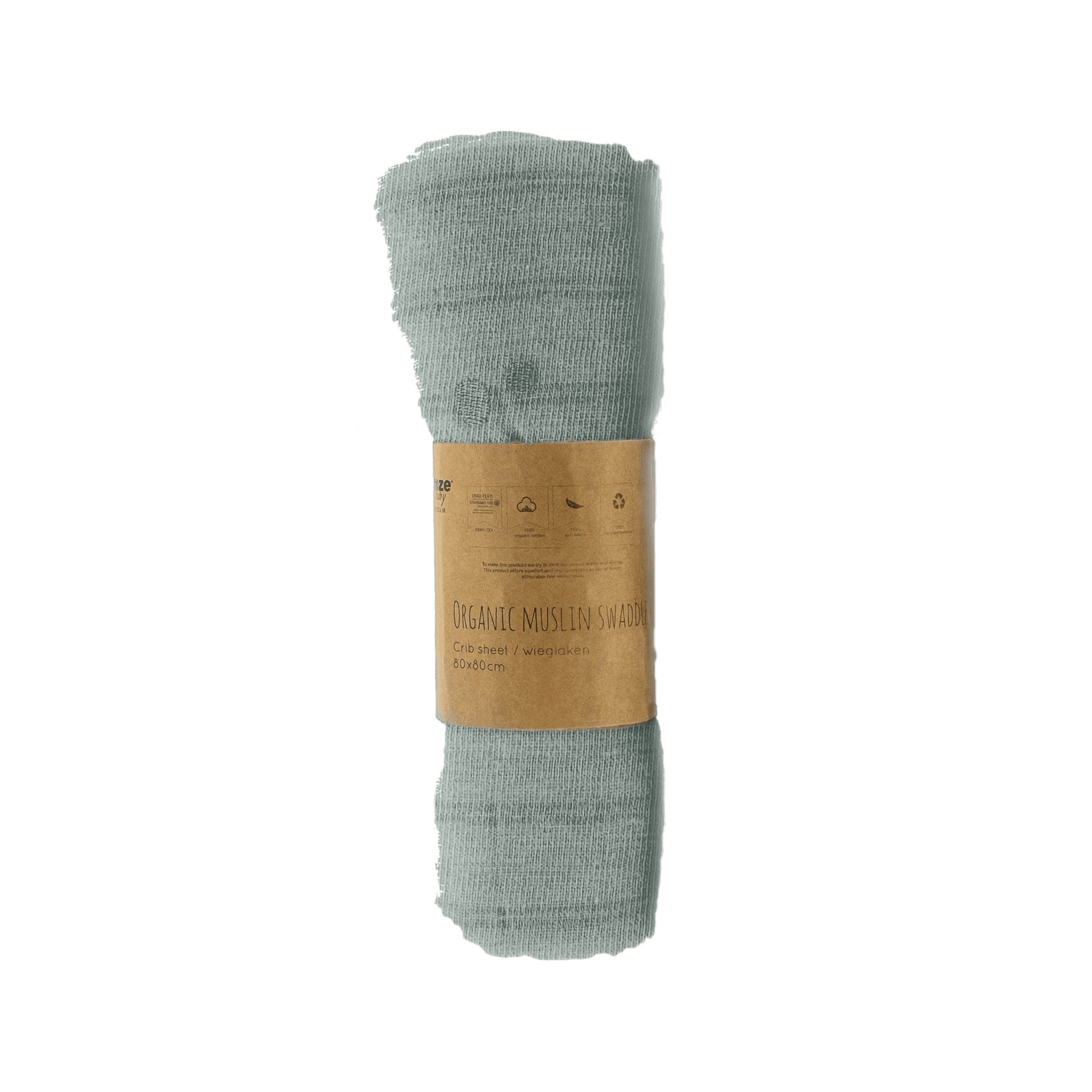 Emmaillotage Tissu Hydrophile Bébé 80x80 cm Bio Smokey Green - Emmaillotage